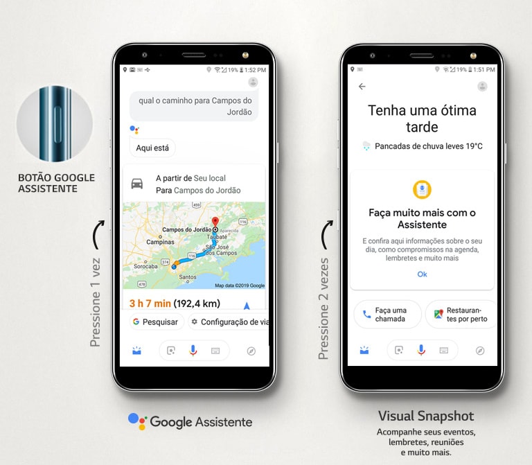 Botão Google Assistente Basta clicar para obter as funções do Google