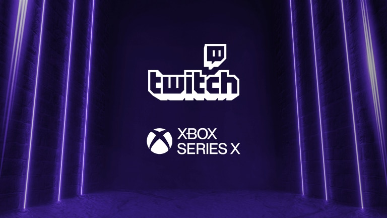 Ícones do Xbox, Google Stadia e Twitch contra um fundo roxo.