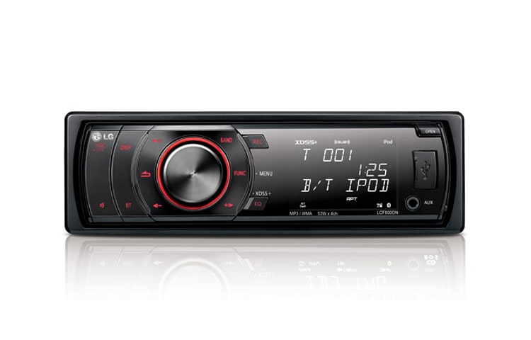 Vista frontal de Som automotivo com rádio, CD player com entrada auxiliar, USB e Bluetooth para você não tirar as mão do volante LCF800ON
