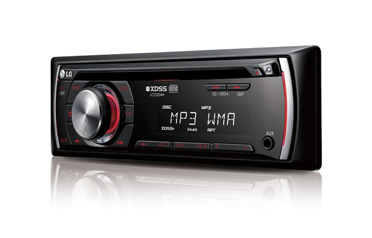 LG Som automotivo com rádio e CD player com entrada auxiliar e compatibilidade com diferentes formatos de música., LCS300AN