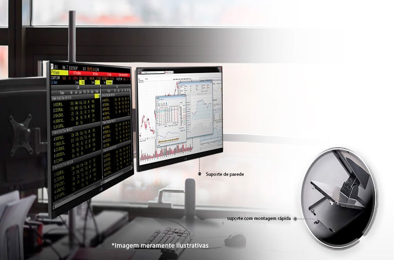 Montagem fácil e compatibilidade com suporte de parede