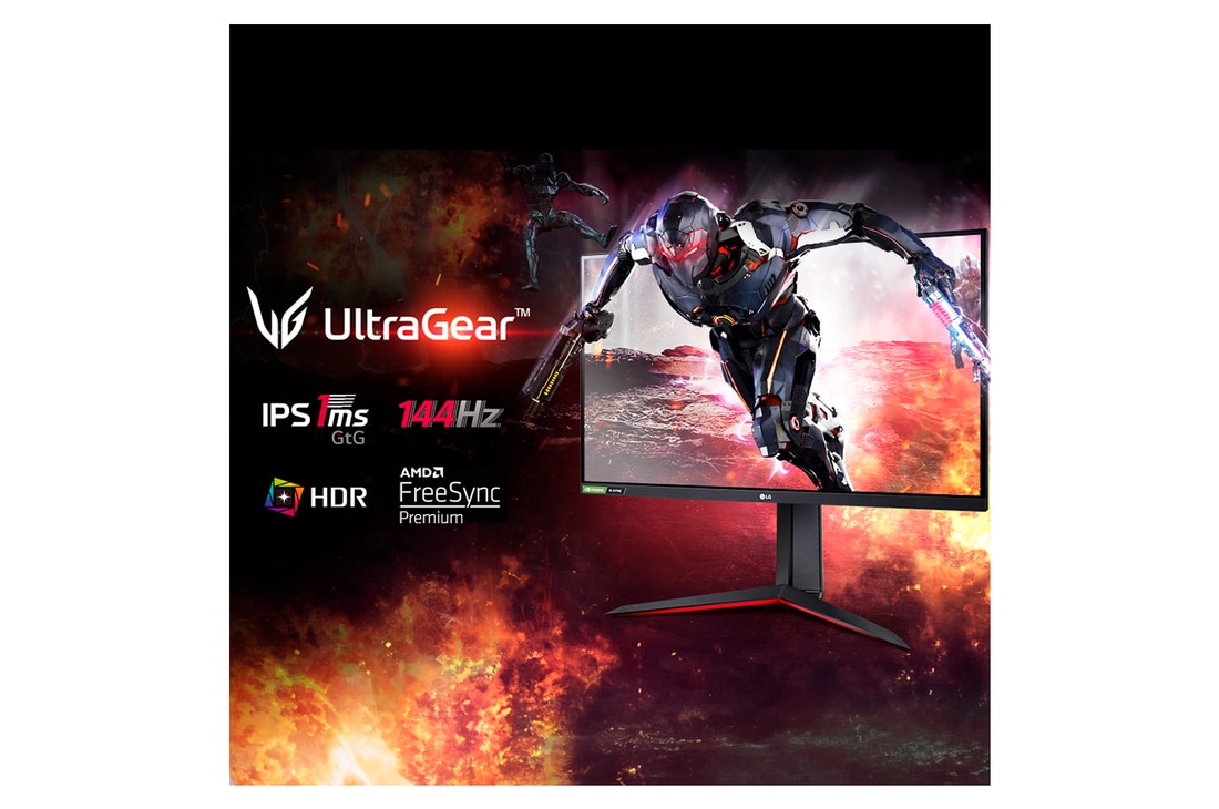 LG Monitor Gamer LG UltraGear 24" IPS Full HD 1920 x 1080 144Hz 1ms (GtG) HDMI HDR10 AMD FreeSync 24GN60R-B, 24GN60R-B