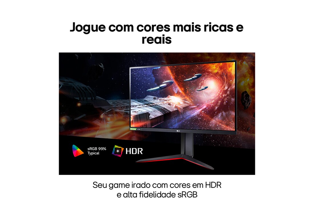 LG Monitor Gamer LG UltraGear 24" IPS Full HD 1920 x 1080 144Hz 1ms (GtG) HDMI HDR10 AMD FreeSync 24GN60R-B, 24GN60R-B