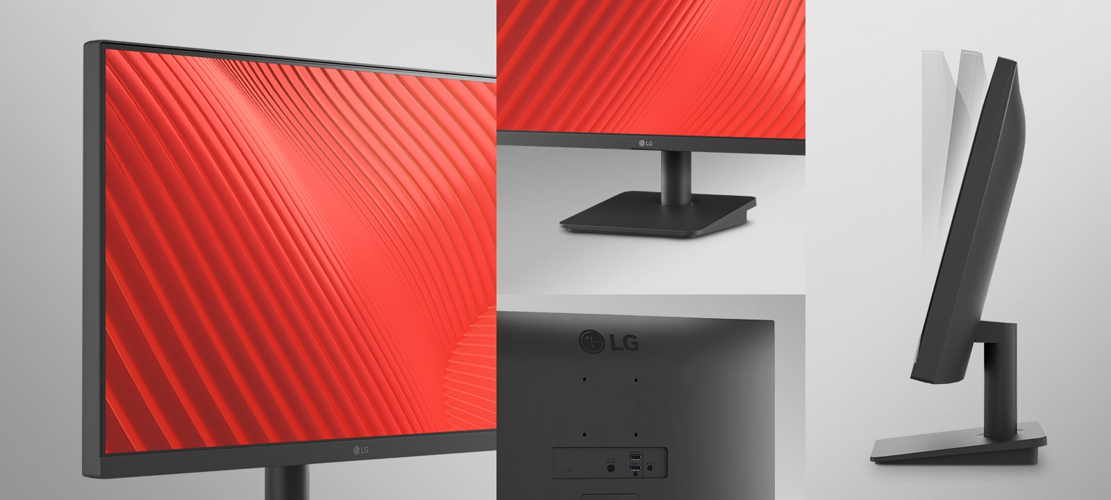 Monitor LG 24MS500-B inclinação e vista traseira