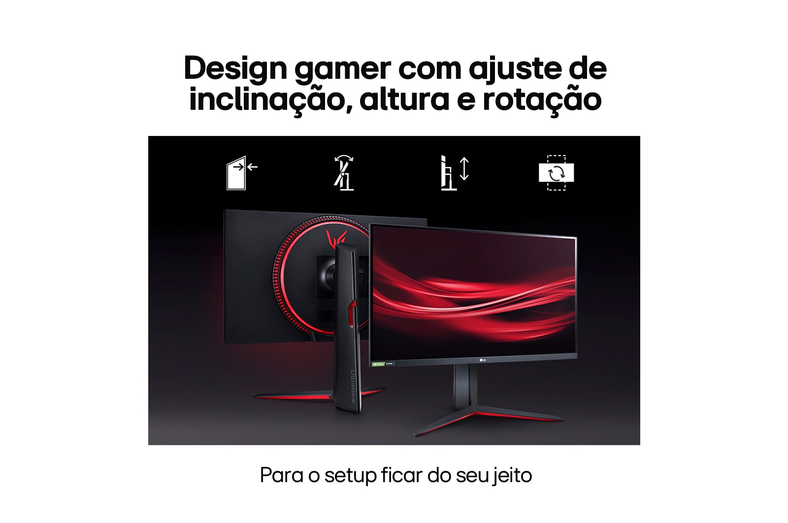 LG Monitor Gamer LG UltraGear 27” Full HD 1920x1080 144Hz 1ms (GtG) HDMI HDR10 AMD FreeSync NVIDIA G-Sync 27GN65R-B, 27GN65R-B