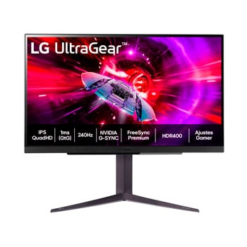 Monitor Gamer LG UltraGear™ 27GR83Q-B Tela IPS 27’’,  QuadHD, 240 Hz, 1ms (GtG), NVIDIA G-SYNC, AMD FreeSync™ Premium HDR400 - 27GR83Q-B