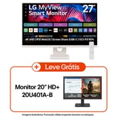 Monitor LG MyView Smart  27SR73U-W Tela IPS 4K 27", WebOS, ThinQ Home, Air Play, Screen Share, Bluetooth