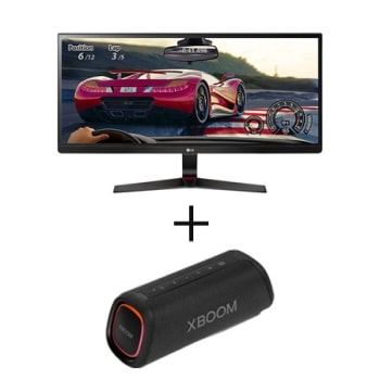  monitor + xboom speaker front view