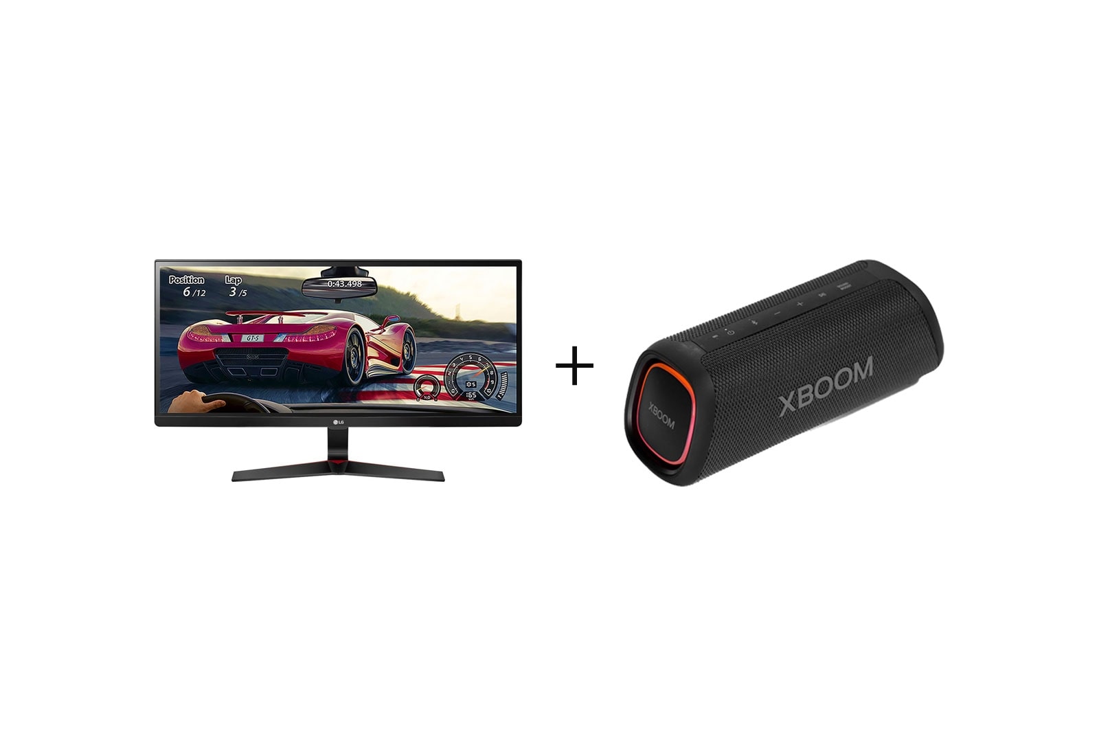  monitor + xboom speaker front view