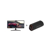  monitor + xboom speaker front view