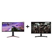 LG Combo Monitor Gamer LG 34'' UltraGear Curvo 34GP63A-B + Monitor Gamer LG 24” LED IPS Full HD 24ML600M-B, 34GP63