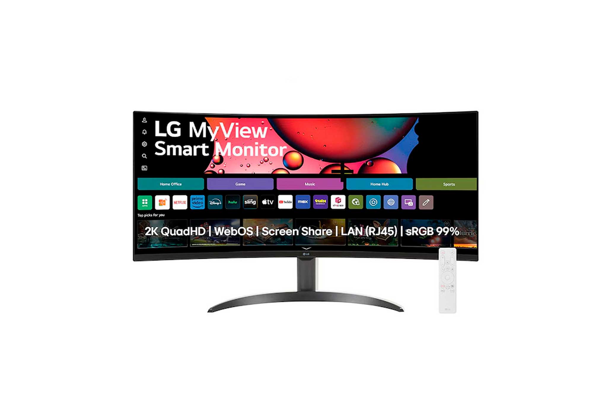 LG MyView Smart Monitor 34SR60QC 2025年製 Monitor LG MyView Smart 34SR60QC-B Tela curva 34