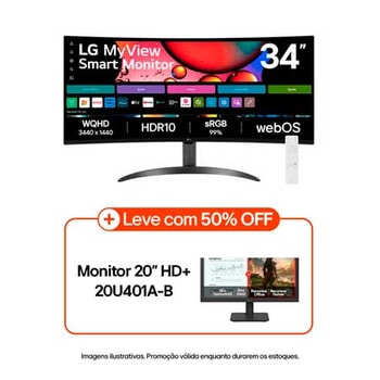 Monitor LG MyView Smart 34SR60QC-B Tela curva 34