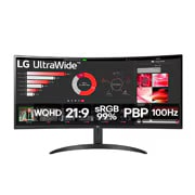 LG Monitor LG UltraWide™ Curvo – Tela VA de 34”, WQHD 3440 x 1440, 21:9, sRGB 99%, HDR10, PBP, OnScreen Control, Modo Leitura e Flicker Safe, 100Hz, AMD FreeSync™ - 34WR50QC-B, 34WR50QC-B