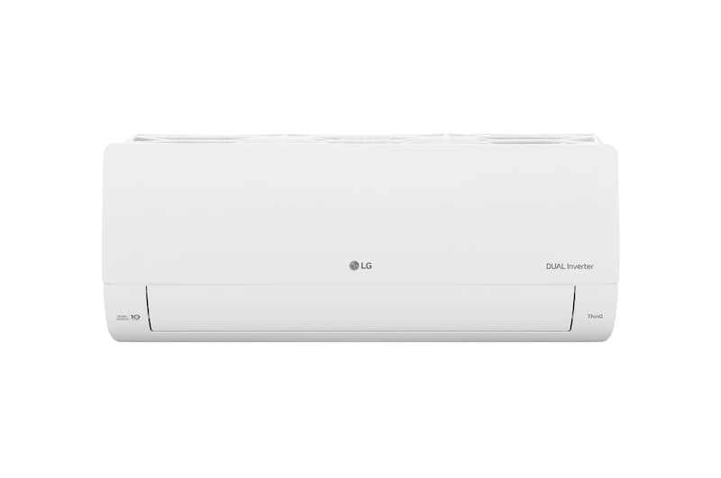 Evaporadora do Ar-Condicionado LG AI Dual Inverter Voice 9.000 BTU Frio 127V modelo S3-Q09AA31B visto de frente com a aleta fechada