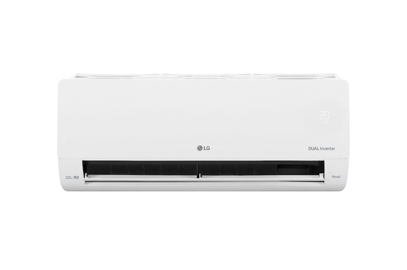 Evaporadora do Ar-Condicionado LG AI Dual Inverter Voice 9.000 BTU Frio 127V modelo S3-Q09AA31B visto de frente com a aleta aberta