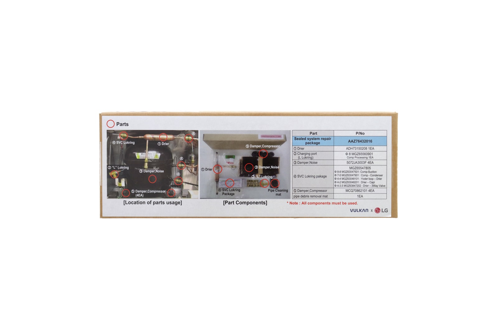 LG Kit reparo com reposição de pecas Refrigerador LG AAZ76432016, AAZ76432016
