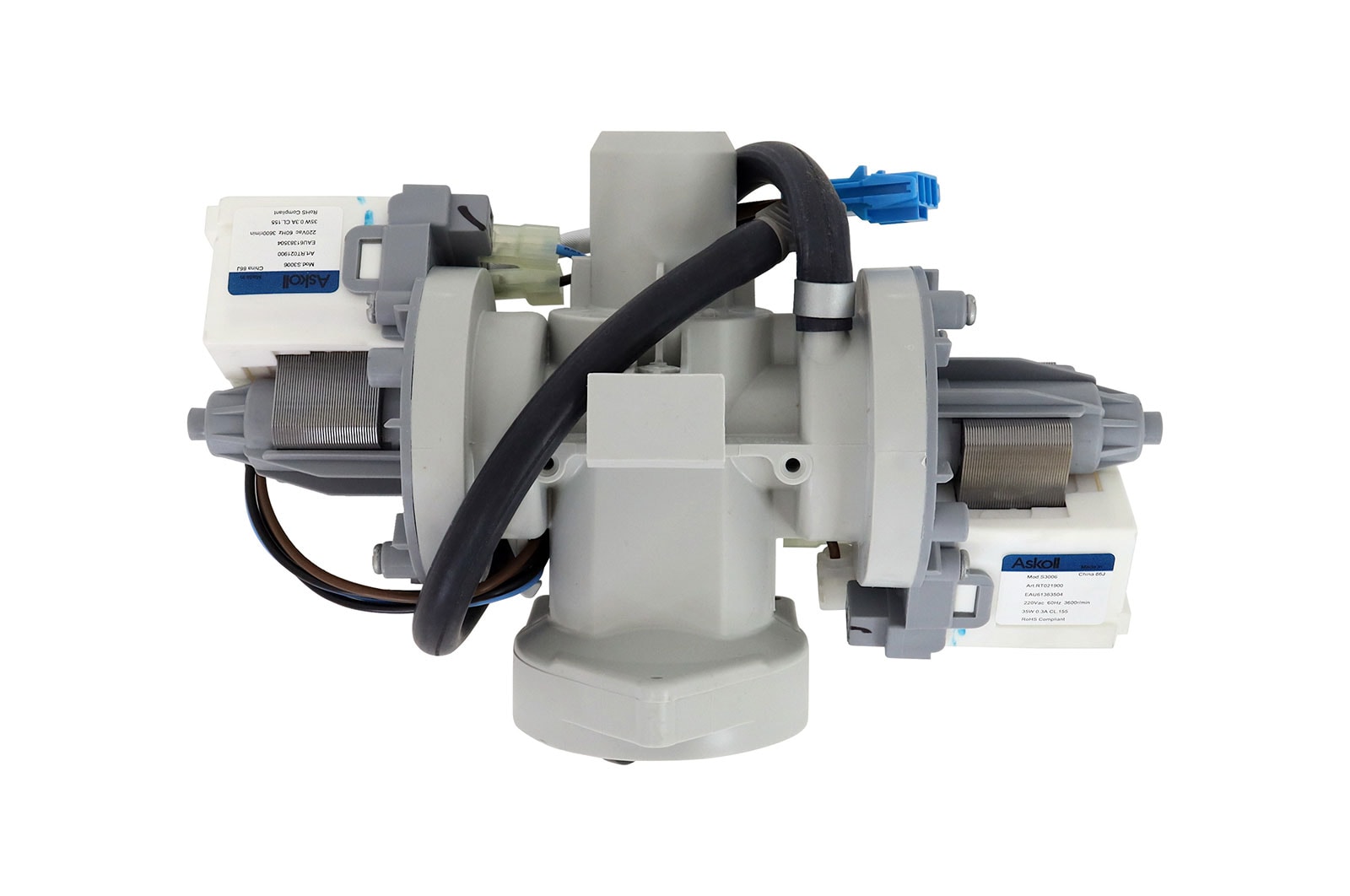 Vista frontal de Bomba centrífuga Lavadora LG WD-W1485ADA, WD11EP6A, WD1412RTA7B - 5859ER1002S 5859ER1002S