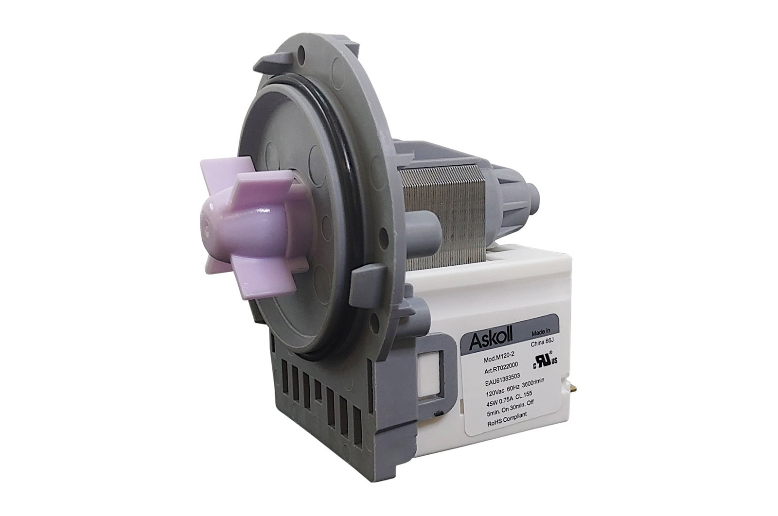 LG Bomba de drenagem Lavadora LG T1209DS, T1209DB, T1409DB - EAU61383503, EAU61383503