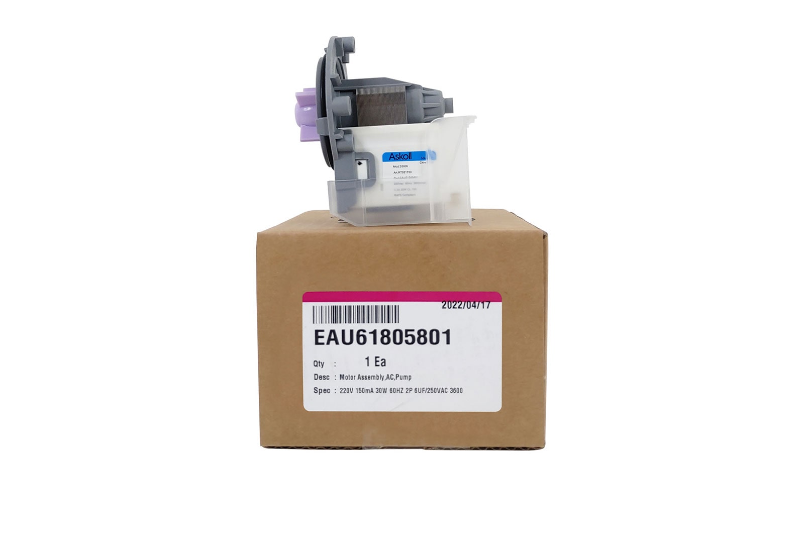 LG Bomba drenagem Lava e Seca LG WD-12596RDA - EAU61805801, EAU61805801