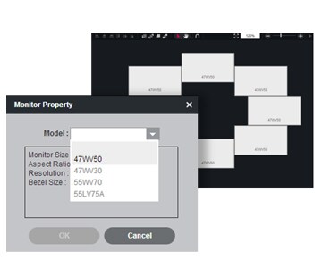 Screen image of when selecting a monitor property in SuperSign Media editor