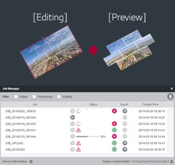 Screen image of preview & register in SuperSign Media editor