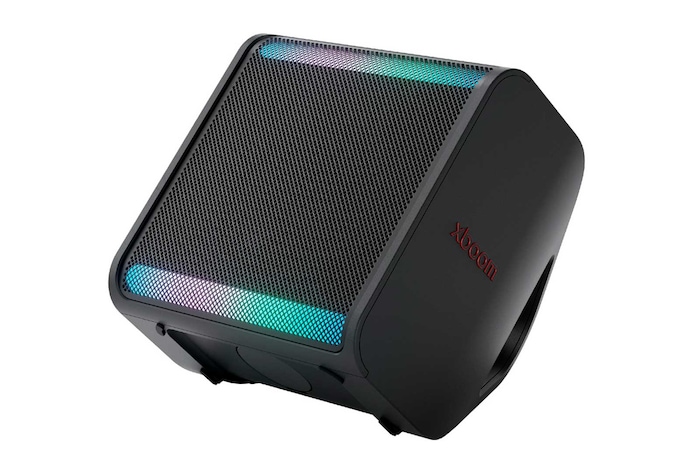 Vista frontal da LG xboom Stage 301 by will.i.am | Caixa de Som Bluetooth Portátil | Som exclusivo xboom para Festas e Potência