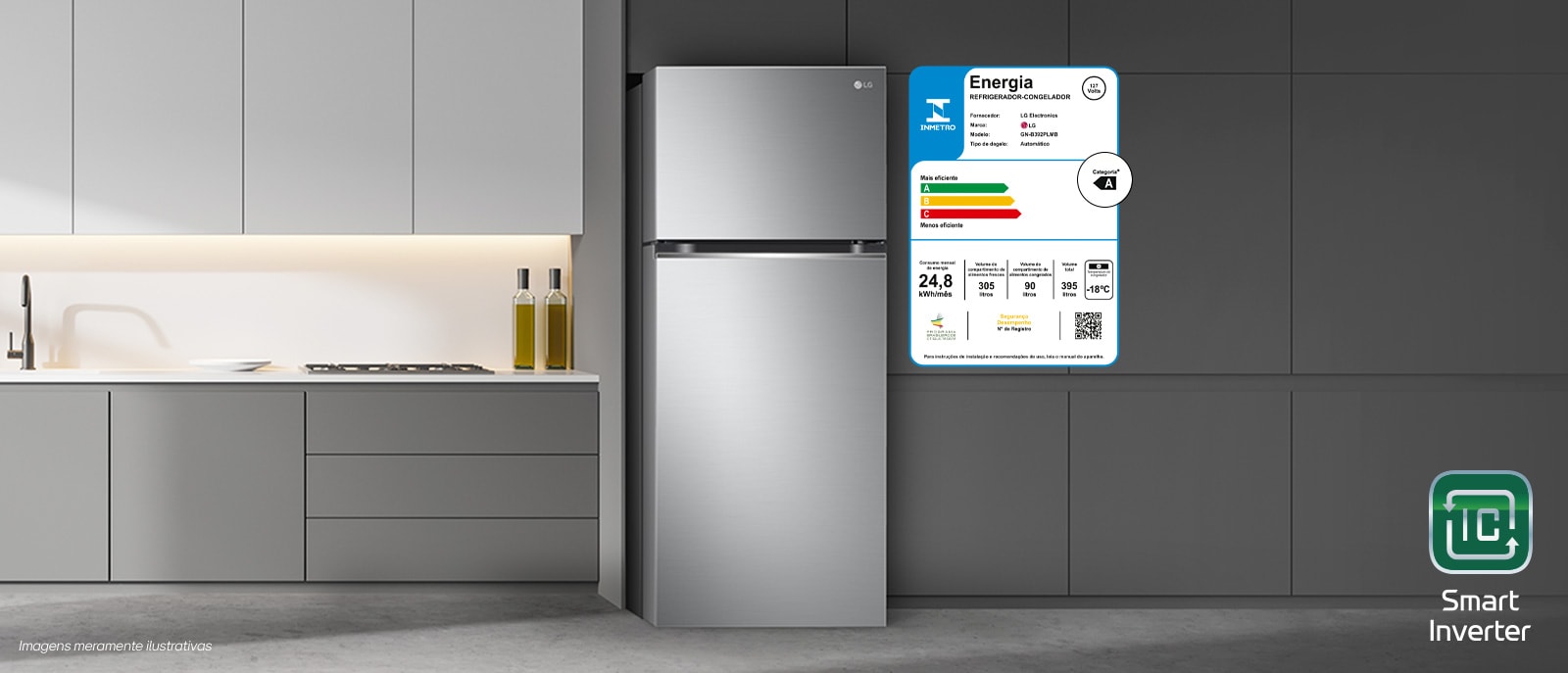 Geladeira LG 395L Smart Inverter - Eficiência Energética