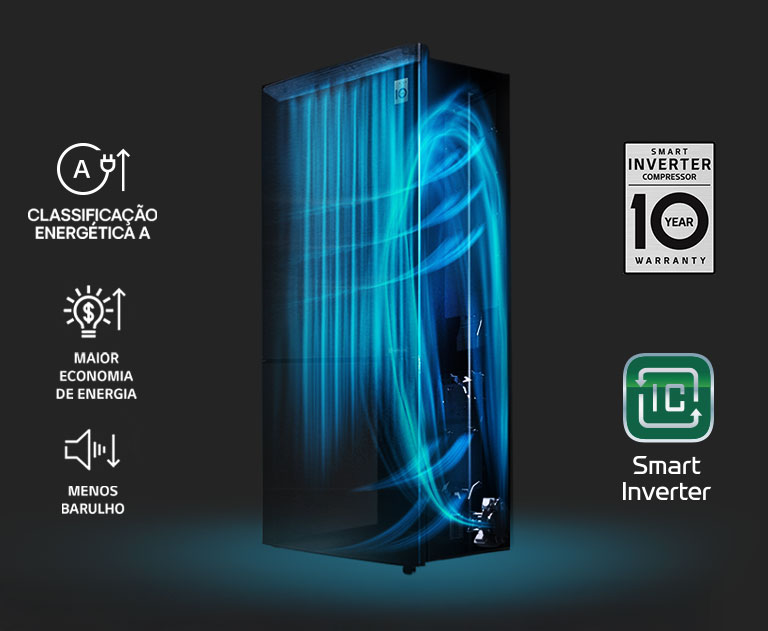 Compressor Smart Inverter. Mais econômico, silencioso e durável, com 10 anos de garantia no compressor.