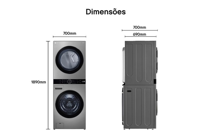 LG WashTower™ AI DD™ Máquina que Lava e Seca 17kg, 220V - Aço Escovado, WK17VS6A