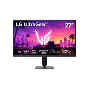 Vista frontal de Monitor Gamer LG UltraGear™ 27G411B, 144Hz Nativo, 1ms (MBR), Tela IPS 27” FHD, compatível com NVIDIA® G-SYNC® & AMD FreeSync™, HDR10, sRGB 99%, HDMI, DP, Saida Fone de ouvido 27G411B-B