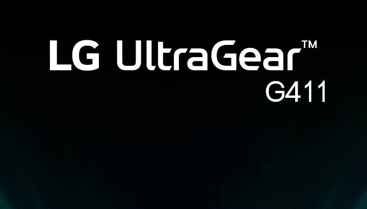 Logo UltraGear™ G4 em fundo futurista iluminado por neon.