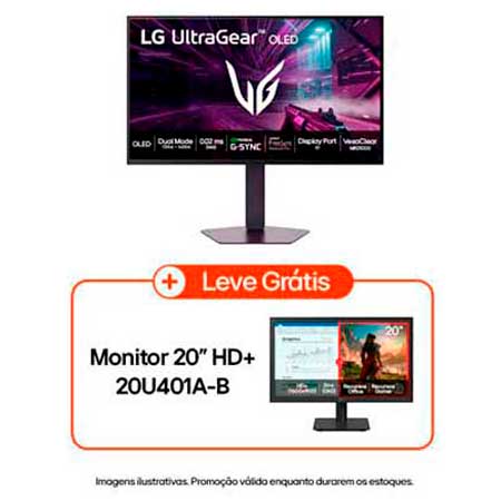 LG Monitor UltraGear™ , Tela IPS 4K FHD 27", 1ms (GtG), Dual-Mode (180Hz ↔ 360Hz), NVIDIA G-SYNC, AMD FreeSync, DisplayHDR™ 400, DCI-P3 95% - 27G810A-