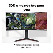 LG Monitor Gamer LG UltraGear Curvo 34” WQHD UltraWide 3440x1440 160Hz 1ms (MBR) HDR10 AMD FreeSync HDMI 34GP63A-B, 34GP63A-B