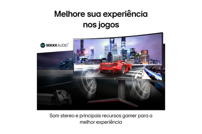 LG Monitor Gamer LG UltraGear Curvo 34” WQHD UltraWide 3440x1440 160Hz 1ms (MBR) HDR10 AMD FreeSync HDMI 34GP63A-B, 34GP63A-B
