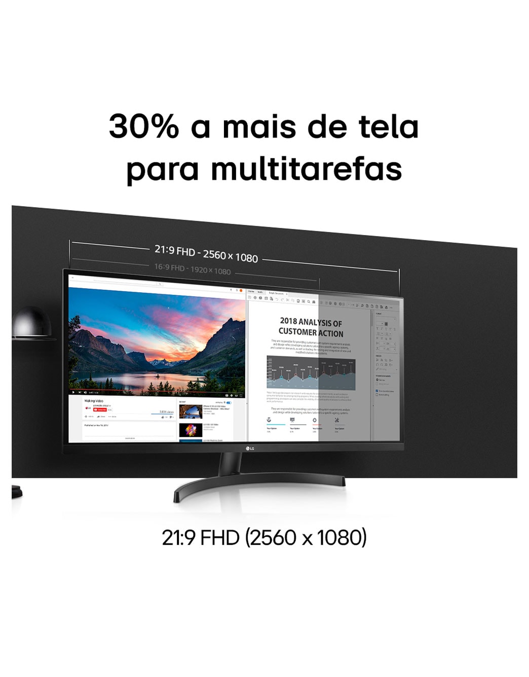 Monitor LG UltraWide 34'' Full HD - 34WP550-B | LG BR