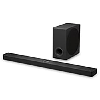 Front view of LG Soundbar S90TY and subwoofer