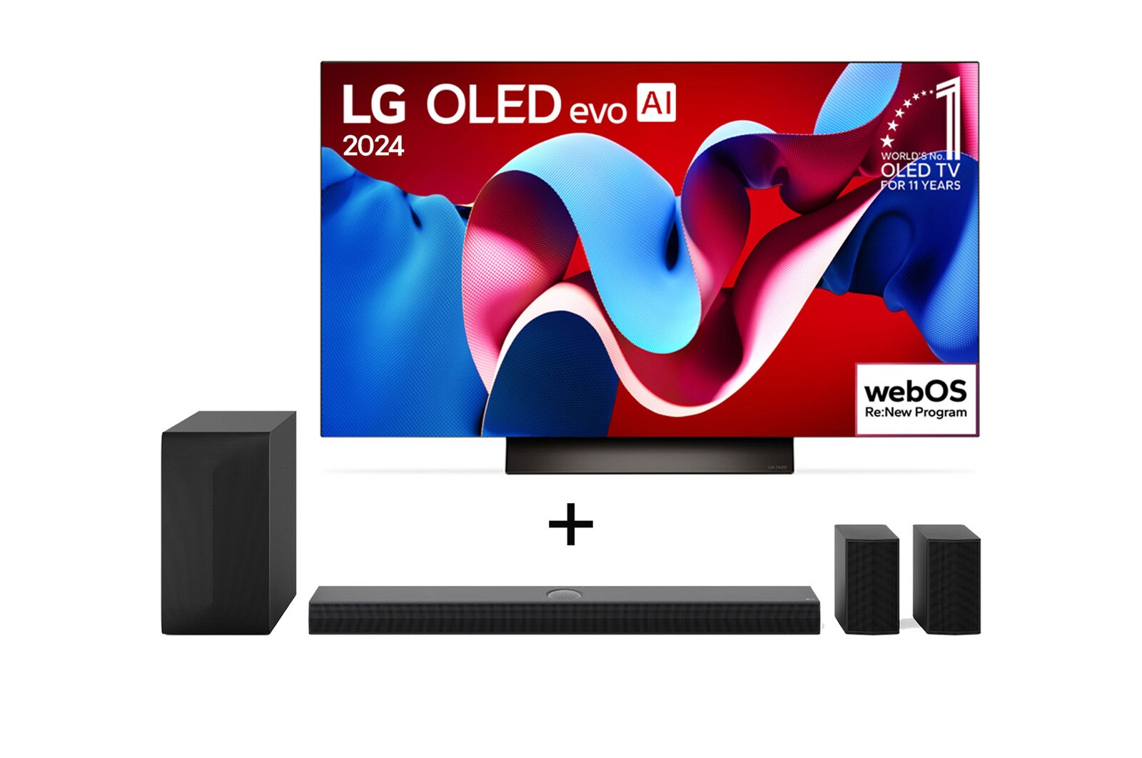 Front view of TV and soundbar
