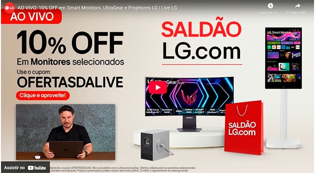 Live - 10% OFF em Monitores e Projetores LG