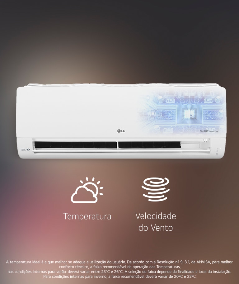 Foto ilustrativa do ar-condicionado LG Smart Inverter com inteligência artificial em seu interior