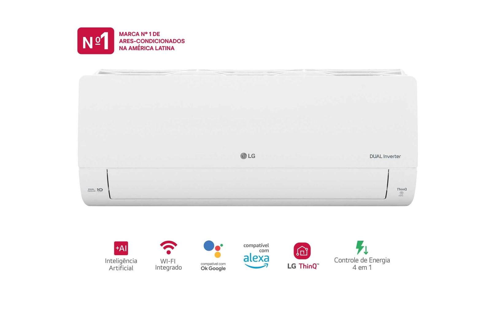 LG Ar-condicionado LG AI Dual Inverter Voice Frio 9.000 BTU Branco 220V, S3-Q09AA31A