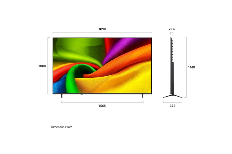 LG Smart TV LG NANO UHD AI 4K NU850 85 polegadas 2026, 85NU855BPSA