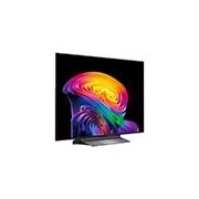 A LG OLED evo AI C6 exibe uma cena de planetas e estrelas em tela dividida, comparando uma tela fosca antirreflexo com sua tela Preto Perfeito & Cores Perfeitas para uma qualidade de imagem mais nítida em qualquer iluminação, com certificação UL e certificações Intertek para volume e fidelidade de cores.