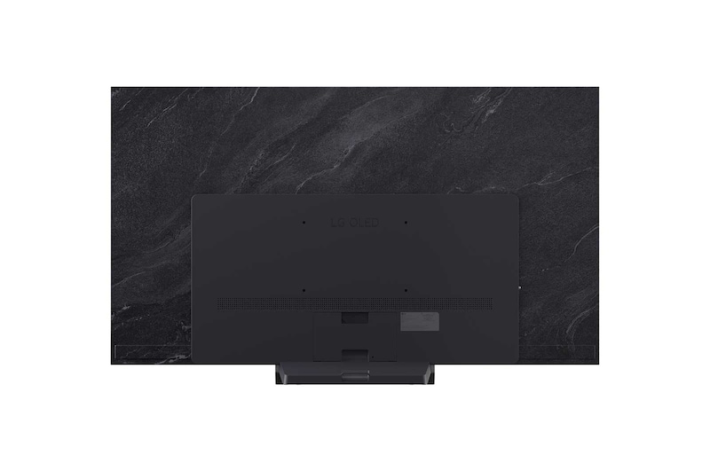 A LG OLED evo AI C6, mostrada em vistas frontal e lateral, destaca-se por sua tela de 65 polegadas com 1441 mm de largura, 826 mm de altura e uma espessura ultrafina de 45,1 mm sem o suporte.