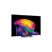 A LG OLED evo AI C6 com Amplificador de Brilho Pro exibe uma cena escura onde a silhueta de um veado brilhantemente iluminada se destaca em meio a partículas brilhantes, oferecendo 3,2 vezes mais brilho com detalhes mais nítidos.