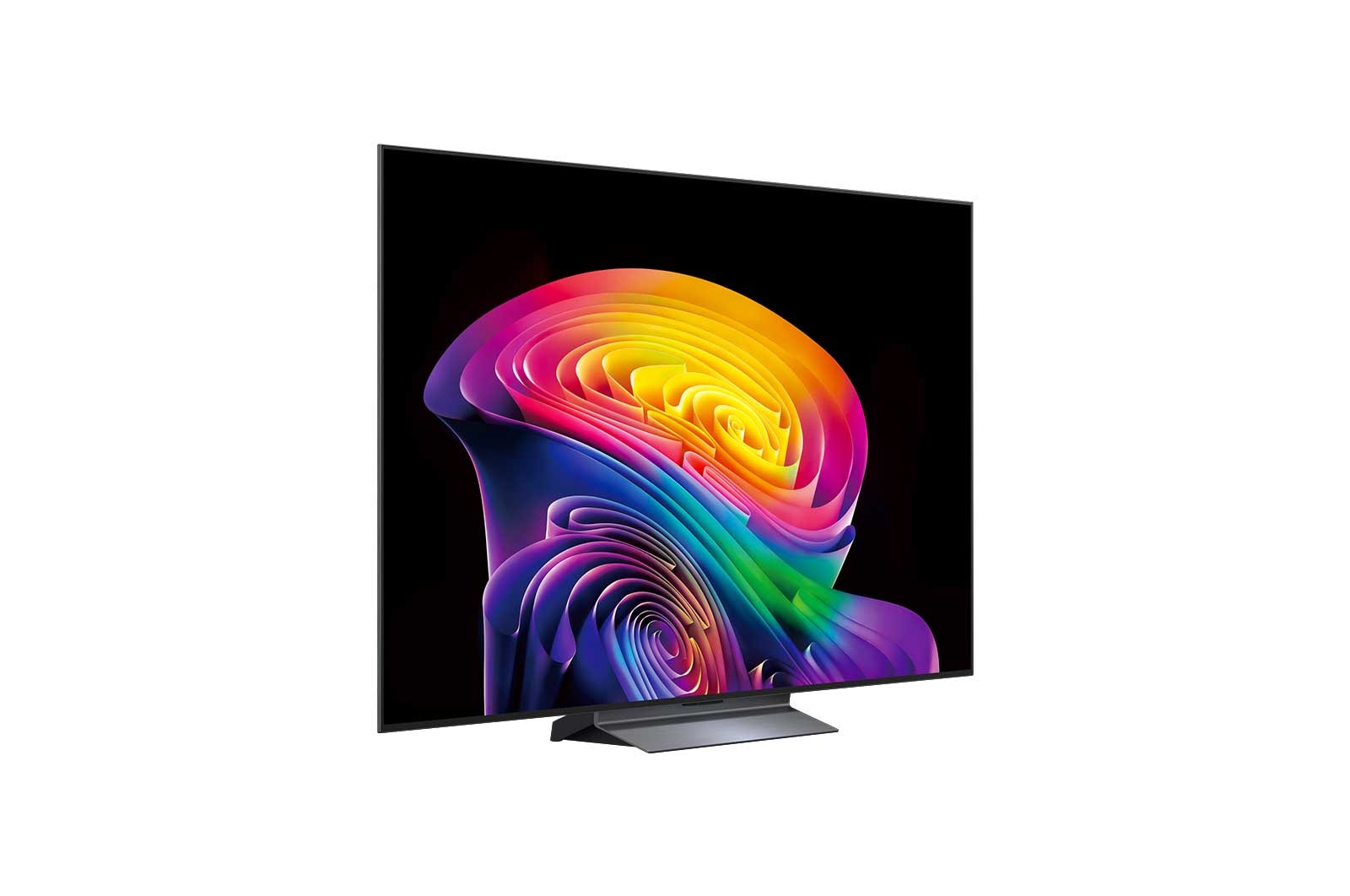 A LG OLED evo AI C6 exibe uma cena de planetas e estrelas em tela dividida, comparando uma tela fosca antirreflexo com sua tela Preto Perfeito & Cores Perfeitas para uma qualidade de imagem mais nítida em qualquer iluminação, com certificação UL e certificações Intertek para volume e fidelidade de cores.