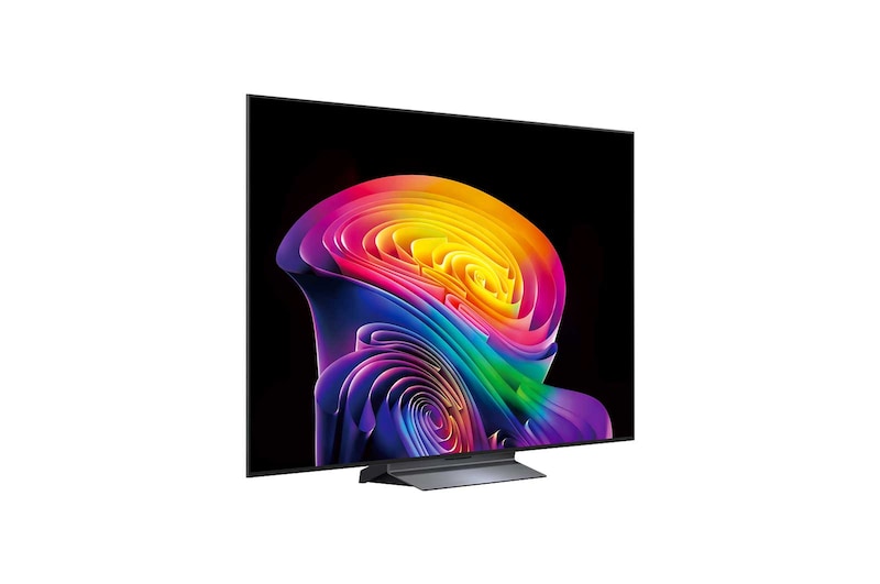 A LG OLED evo AI C6 exibe uma cena de planetas e estrelas em tela dividida, comparando uma tela fosca antirreflexo com sua tela Preto Perfeito & Cores Perfeitas para uma qualidade de imagem mais nítida em qualquer iluminação, com certificação UL e certificações Intertek para volume e fidelidade de cores.