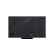 A LG OLED evo AI C6, mostrada em vistas frontal e lateral, destaca-se por sua tela de 77 polegadas com 1711 mm de largura, altura total de 982 mm e espessura ultrafina de 47,1 mm sem o suporte.