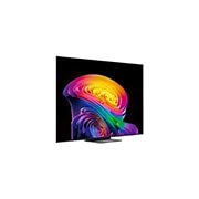 A LG OLED evo AI C6 com Amplificador de Brilho Pro exibe uma cena escura onde a silhueta de um veado brilhantemente iluminada se destaca em meio a partículas brilhantes, oferecendo 3,2 vezes mais brilho com detalhes mais nítidos.