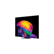 A LG OLED evo AI C6 exibe uma cena de planetas e estrelas em tela dividida, comparando uma tela fosca antirreflexo com sua tela Preto Perfeito & Cores Perfeitas para uma qualidade de imagem mais nítida em qualquer iluminação, com certificação UL e certificações Intertek para volume e fidelidade de cores.